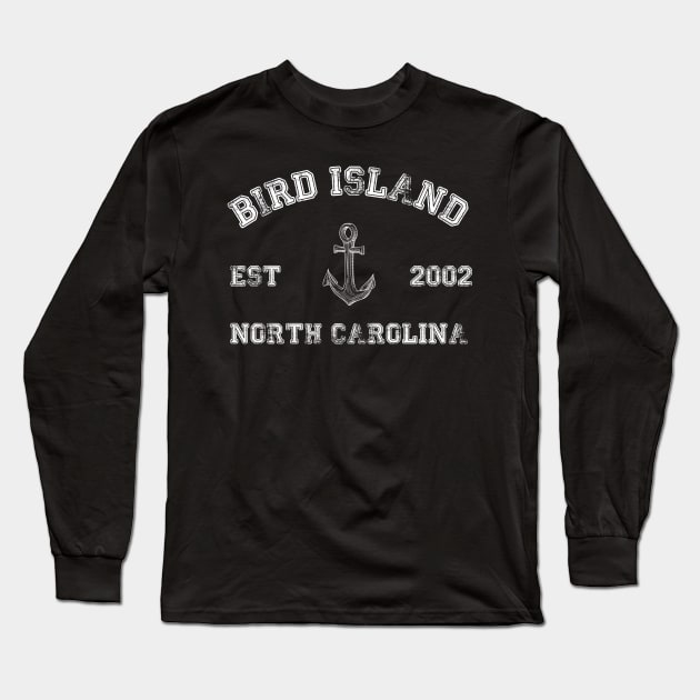 Bird Island, North Carolina Vintage Nautical Anchor Retro Long Sleeve T-Shirt by Contentarama